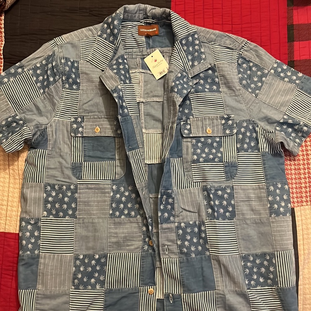 Lucky Brand Patchwork Button Up Reefer Themed